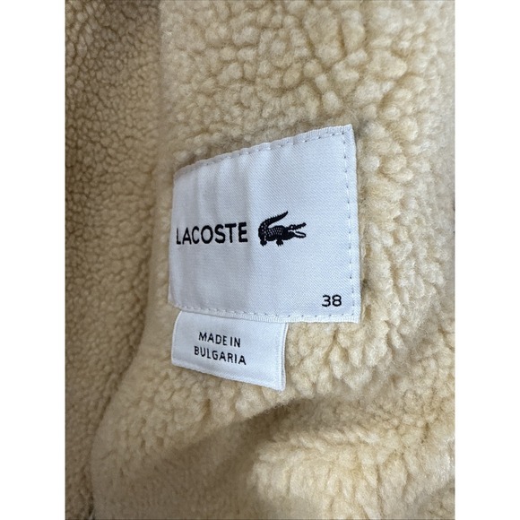 Lacoste Women Coat Jacket Sherpa Lined Hooded Full Zip Originally $485 Size 6 - Picture 8 of 9
